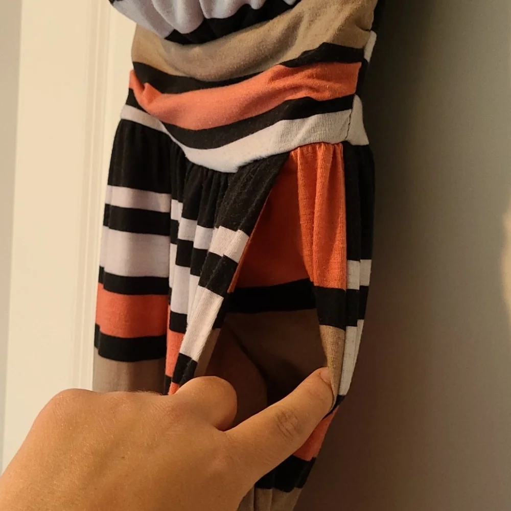 Strapless striped Maxi Dress - Picture 3 of 4